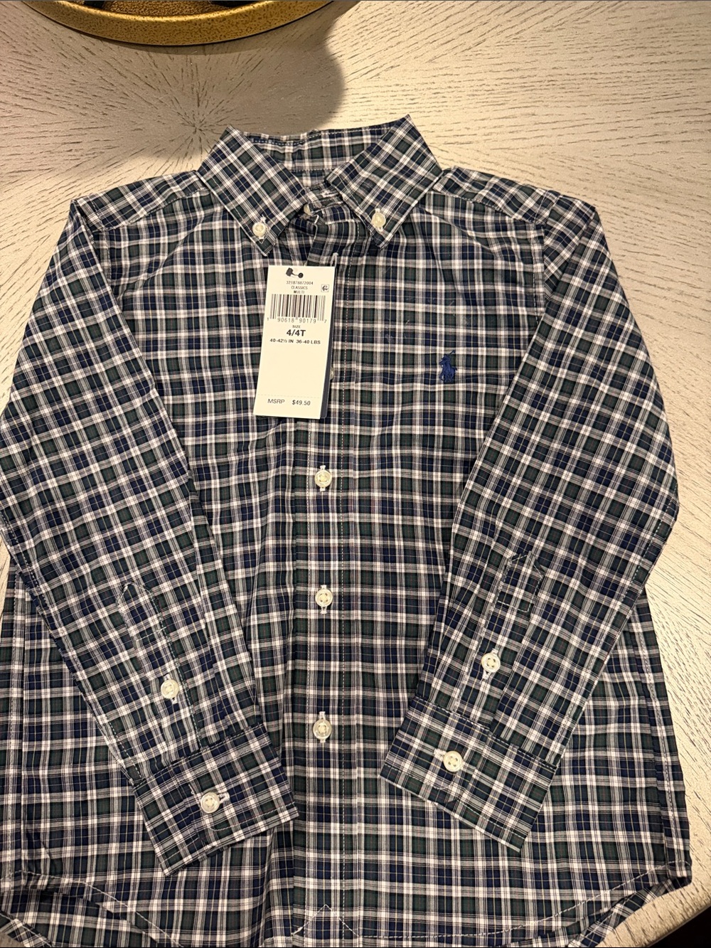 Polo by Ralph Lauren Navy and White Plaid Button-Down Shirt